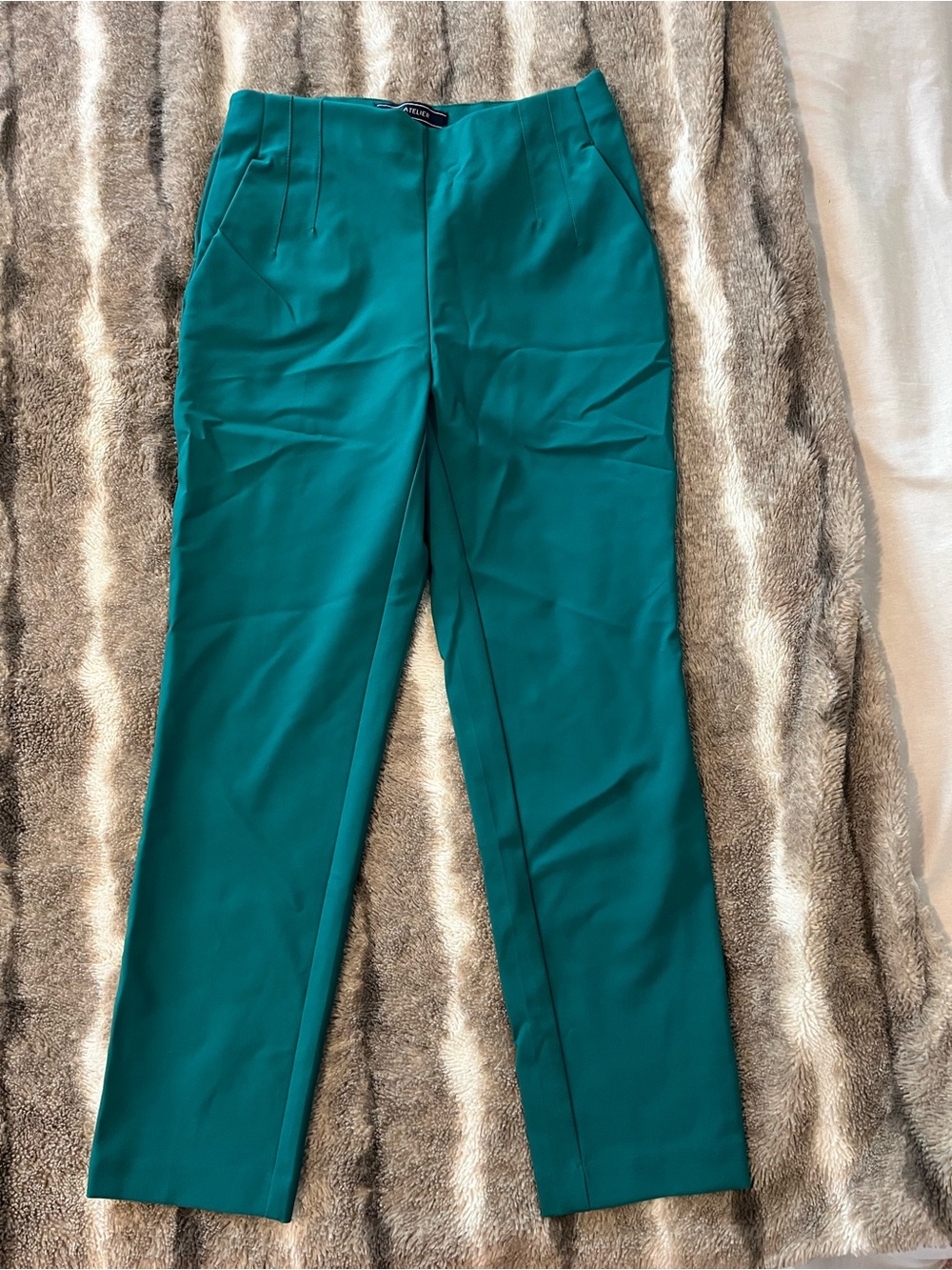 Teal Tailored Straight-Leg Trousers